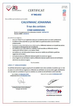 Certificat Qualiopi 2025-2027