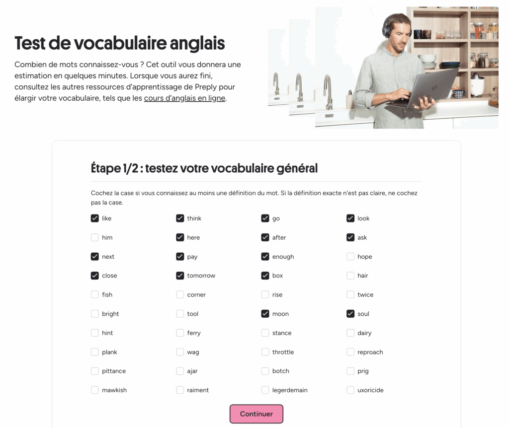 Test de niveau d'anglais 1