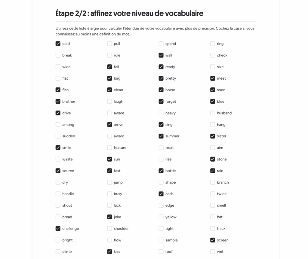 Test de niveau d'anglais 2